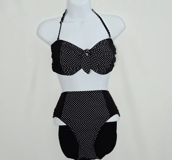 Marilyn Monroe High Waisted Pin-Up Polka Dot Bikini Women's Size Large - Picture 1 of 9